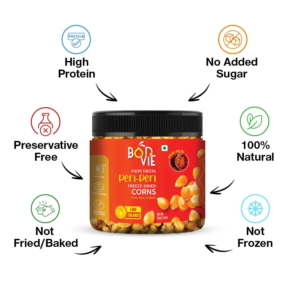 Fiery Fiesta Peri-Peri Flavored Freeze-Dried Corns