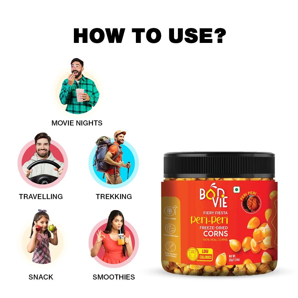 Fiery Fiesta Peri-Peri Flavored Freeze-Dried Corns 35gm