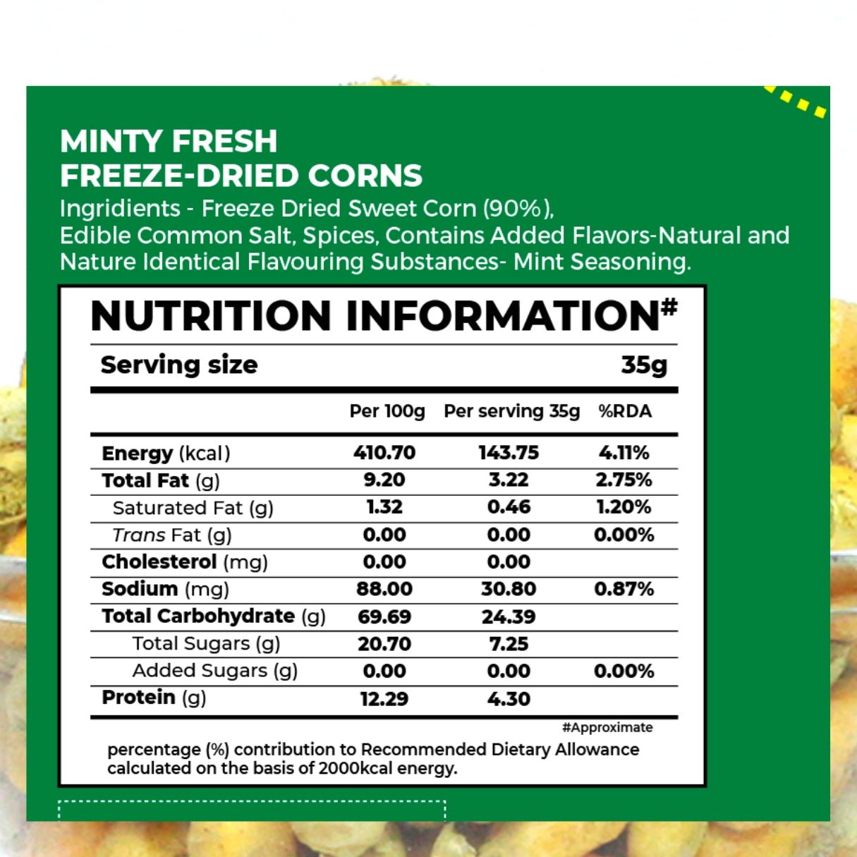 Minty Fresh Freeze-Dried Corns 35gm