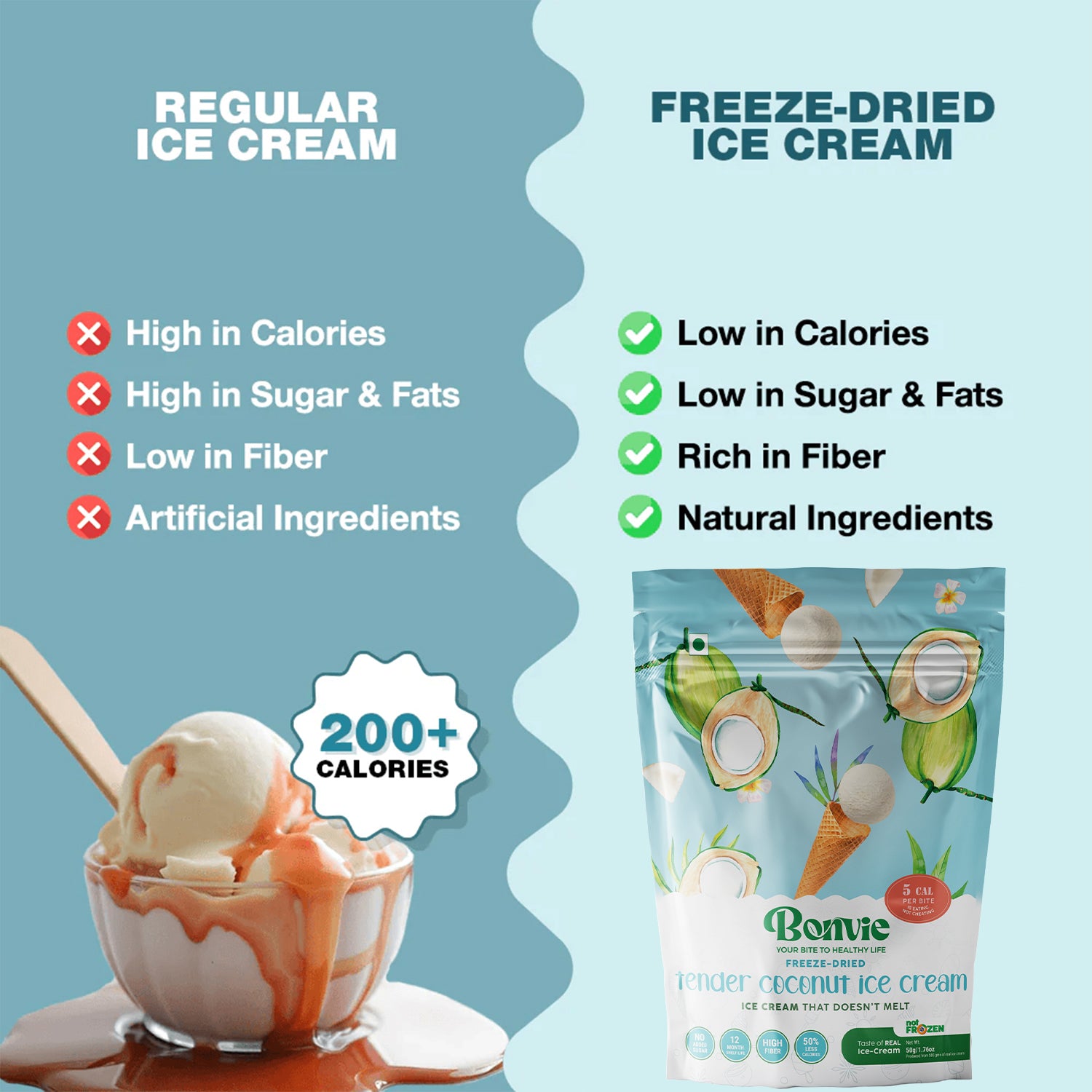 Freeze Dried Tender Coconut Ice Cream