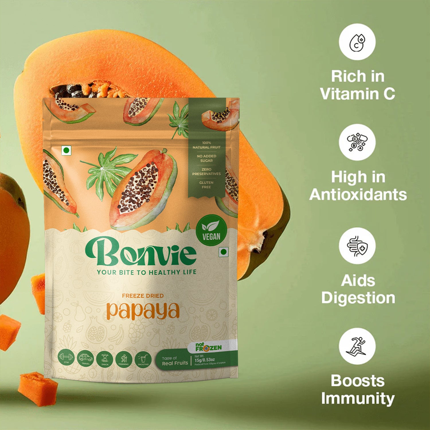 Freeze Dried Papaya Snacks - Pack Of 2