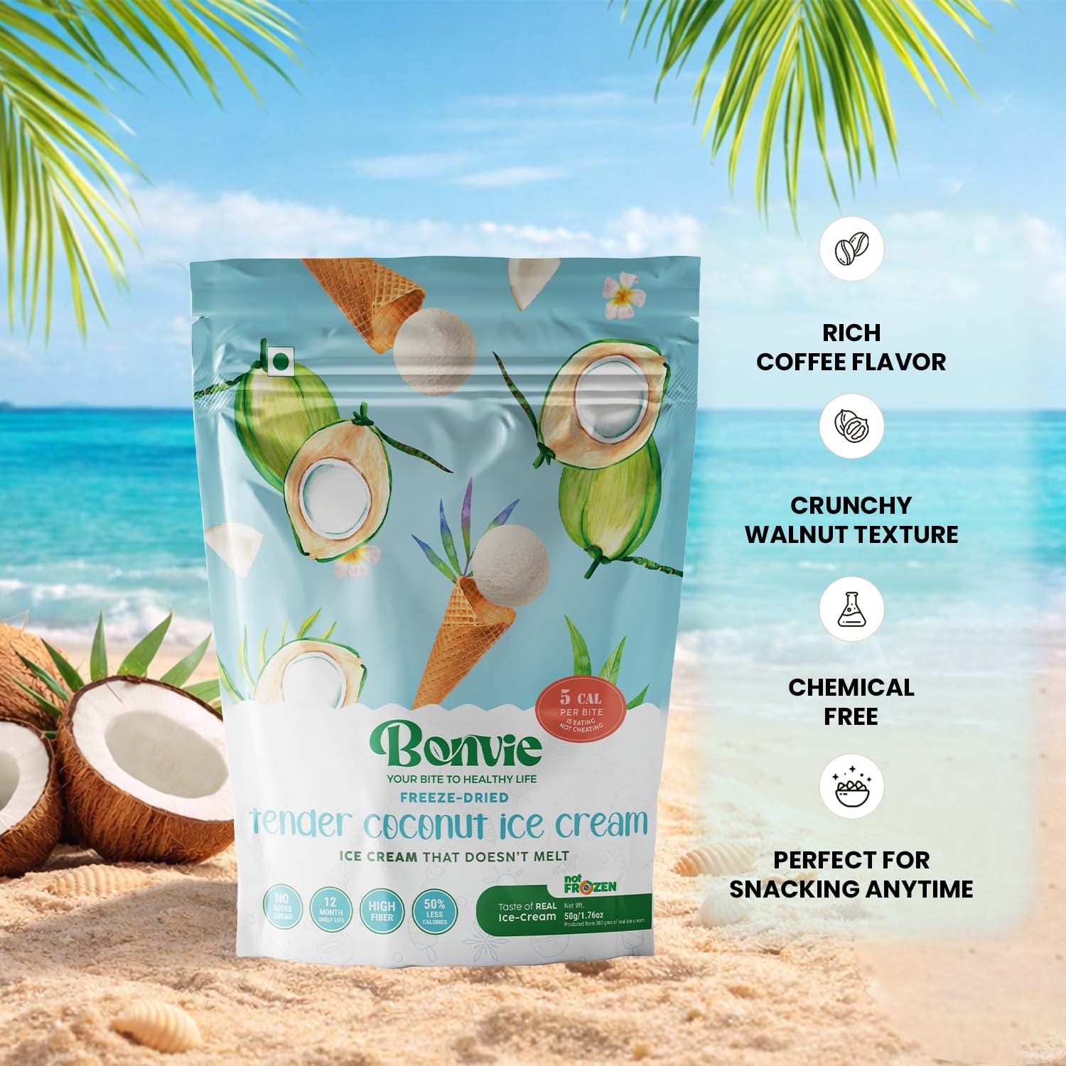 Freeze Dried Tender Coconut Ice Cream