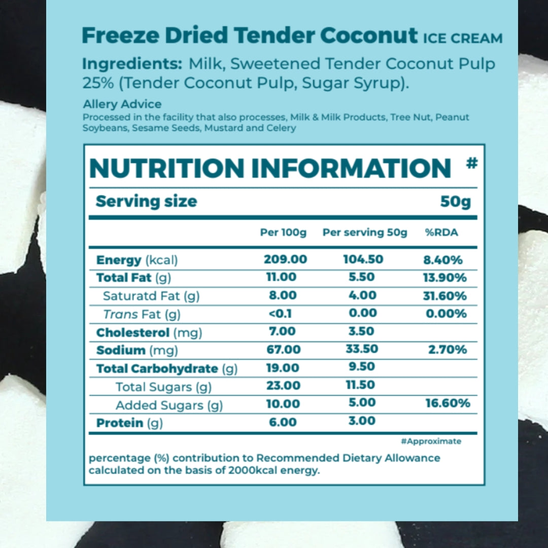 Freeze Dried Tender Coconut Ice Cream